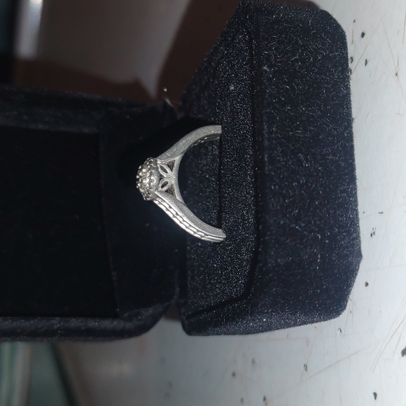 Diamond Cluster Engagement Ring-Sz.6.75 - Picture 4 of 10